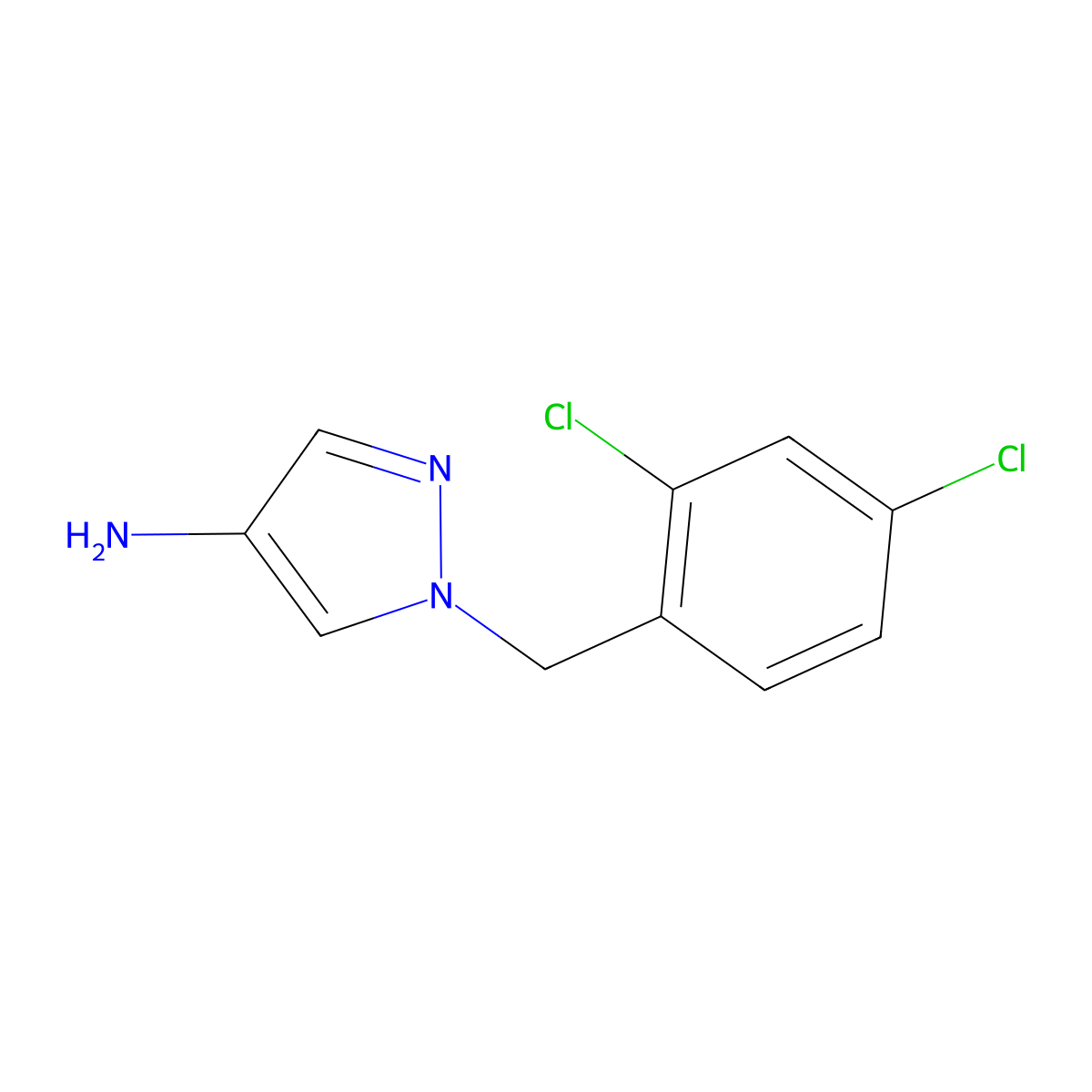 1-(2,4-dichlorobenzyl)-1H-pyrazol-4-amine molecular structure, CAS 514801-17-3