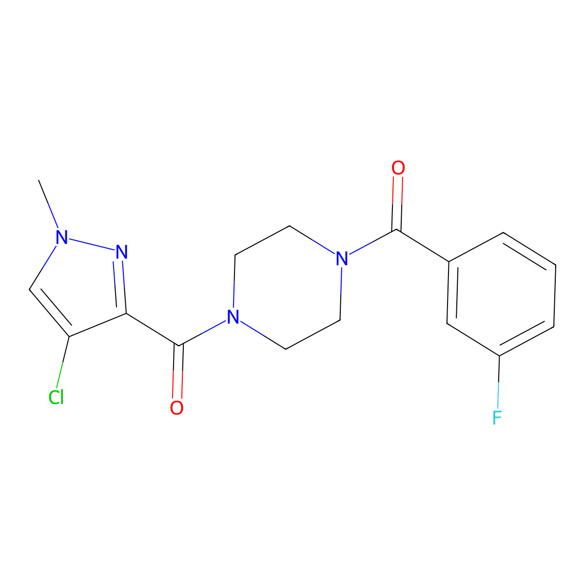 [4-(4-Chloro-1-methylpyrazole-3-carbonyl)piperazin-1-yl]-(3-fluorophenyl)methanone molecular structure, CAS 514801-20-8