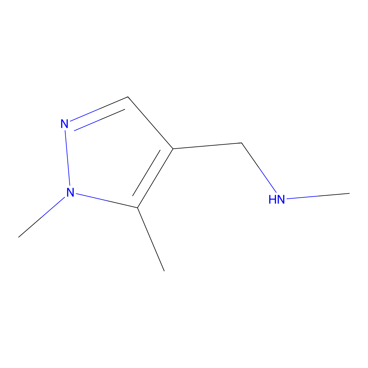 1-(1,5-dimethyl-1H-pyrazol-4-yl)-N-methylmethanamine molecular structure, CAS 514801-21-9