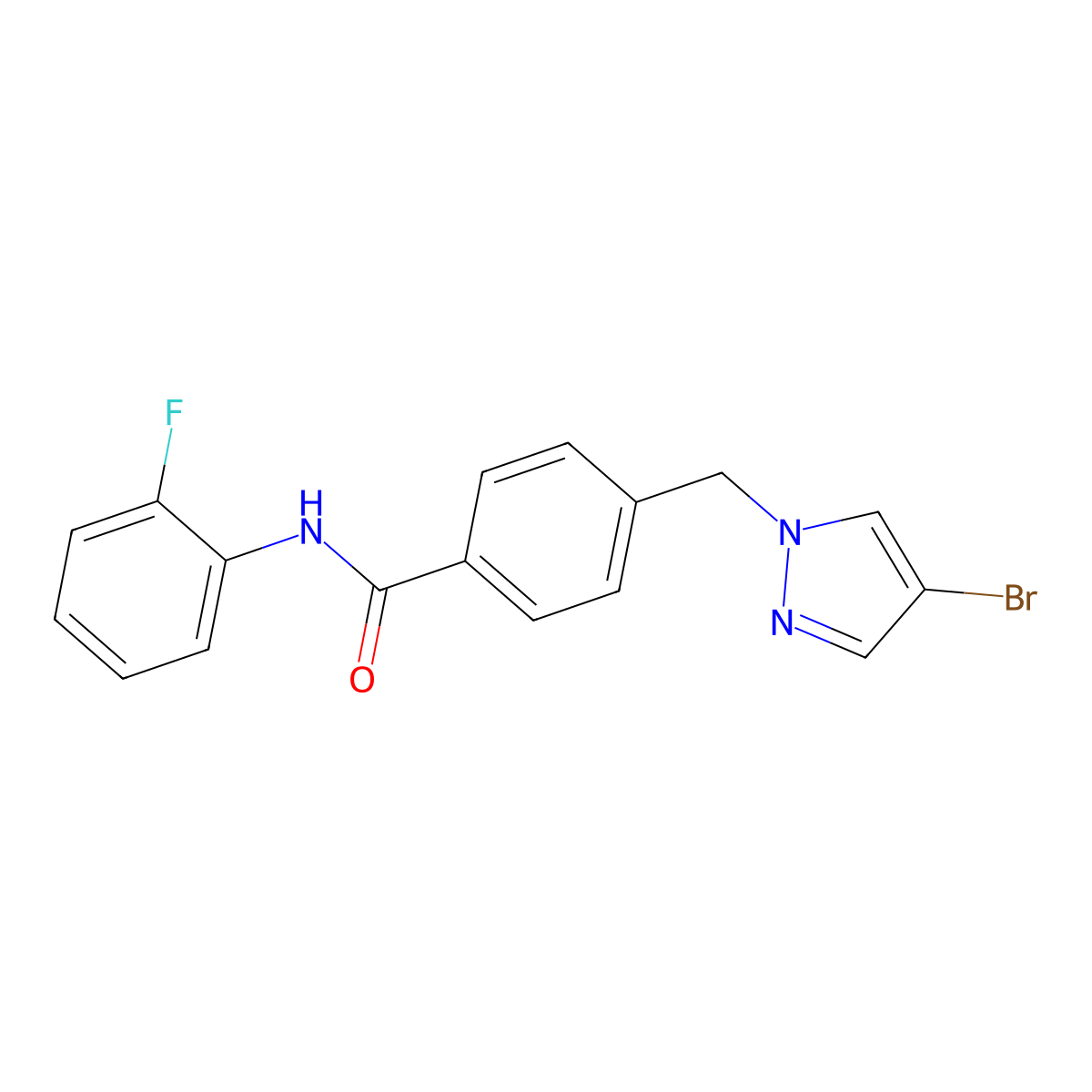 Benzamide, 4-[(4-bromo-1H-pyrazol-1-yl)methyl]-N-(2-fluorophenyl)- molecular structure, CAS 514801-22-0