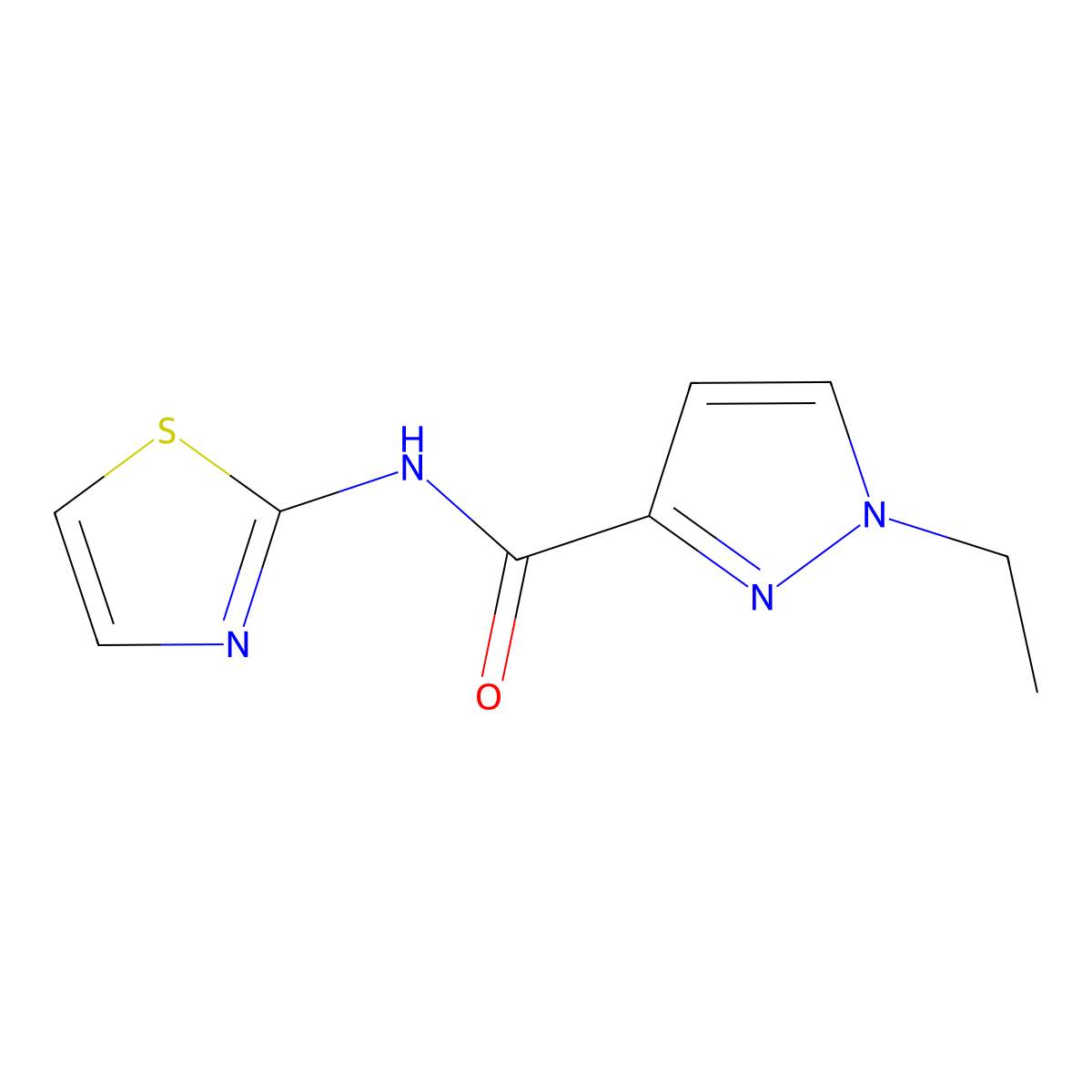1-Ethyl-N-(thiazol-2-yl)-1H-pyrazole-3-carboxamide molecular structure, CAS 514801-40-2