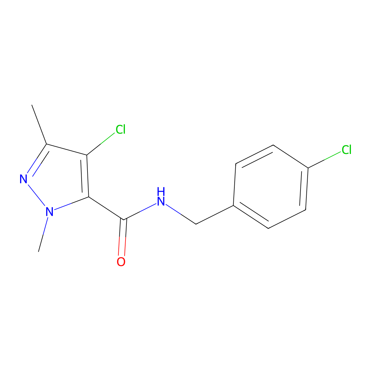 4-chloro-N-(4-chlorobenzyl)-1,3-dimethyl-1H-pyrazole-5-carboxamide molecular structure, CAS 514801-47-9