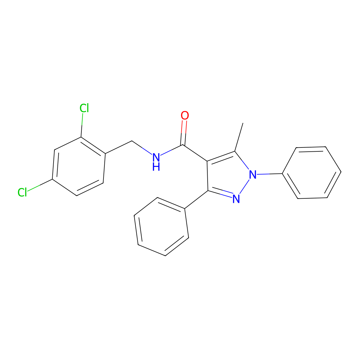 N-(2,4-dichlorobenzyl)-5-methyl-1,3-diphenyl-1H-pyrazole-4-carboxamide molecular structure, CAS 514801-51-5