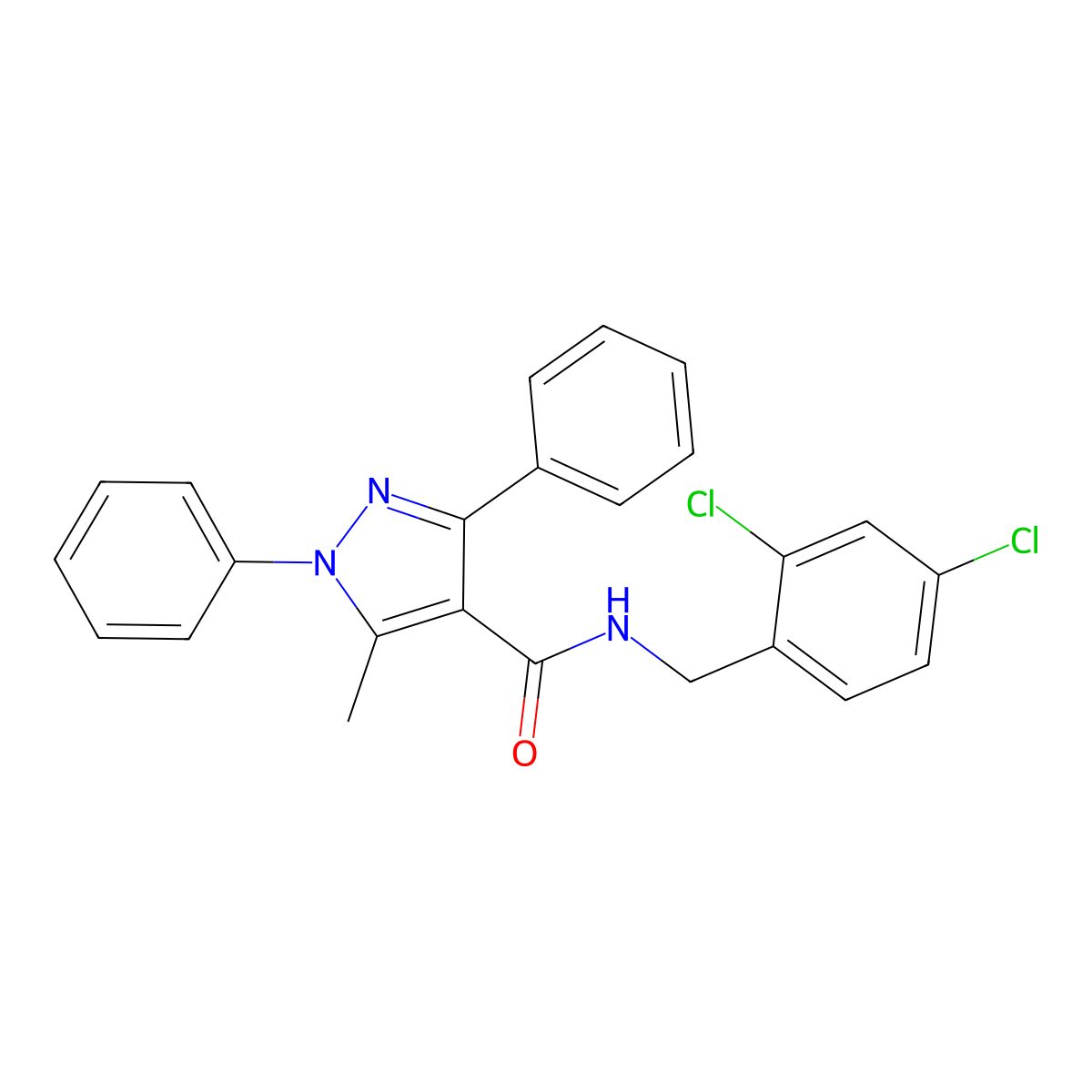 N-(2,4-dichlorobenzyl)-5-methyl-1,3-diphenyl-1H-pyrazole-4-carboxamide molecular structure, CAS 514801-51-5