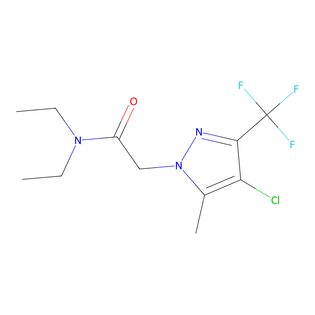 2-[4-chloro-5-methyl-3-(trifluoromethyl)-1H-pyrazol-1-yl]-N,N-diethylacetamide molecular structure, CAS 514801-56-0