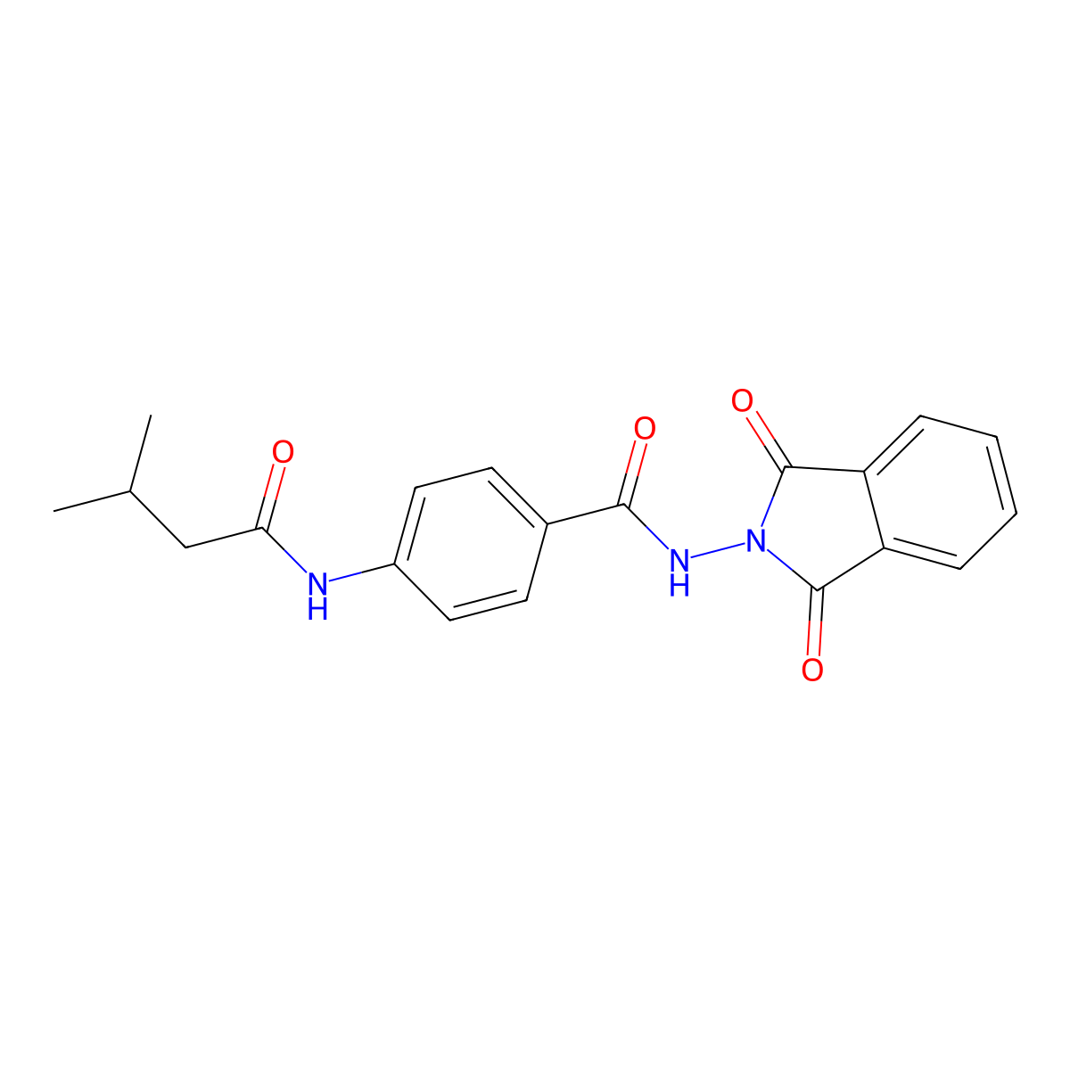 N-(1,3-dioxo-1,3-dihydro-2H-isoindol-2-yl)-4-[(3-methylbutanoyl)amino]benzamide molecular structure, CAS 514811-93-9