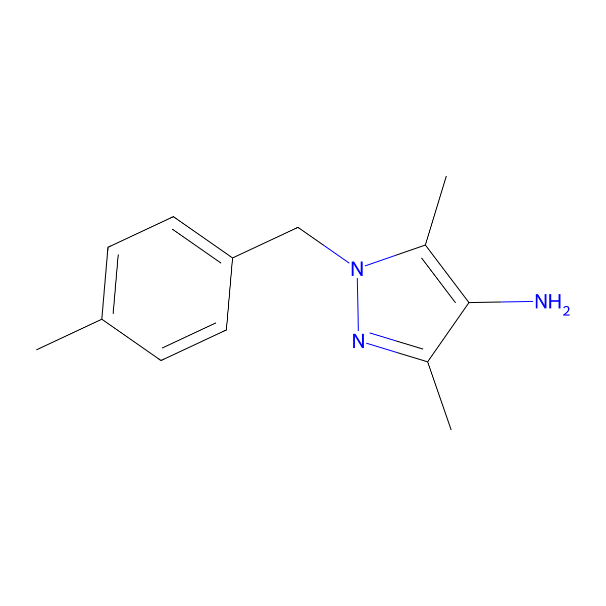 3,5-Dimethyl-1-(4-methylbenzyl)-1H-pyrazol-4-amine molecular structure, CAS 514816-02-5