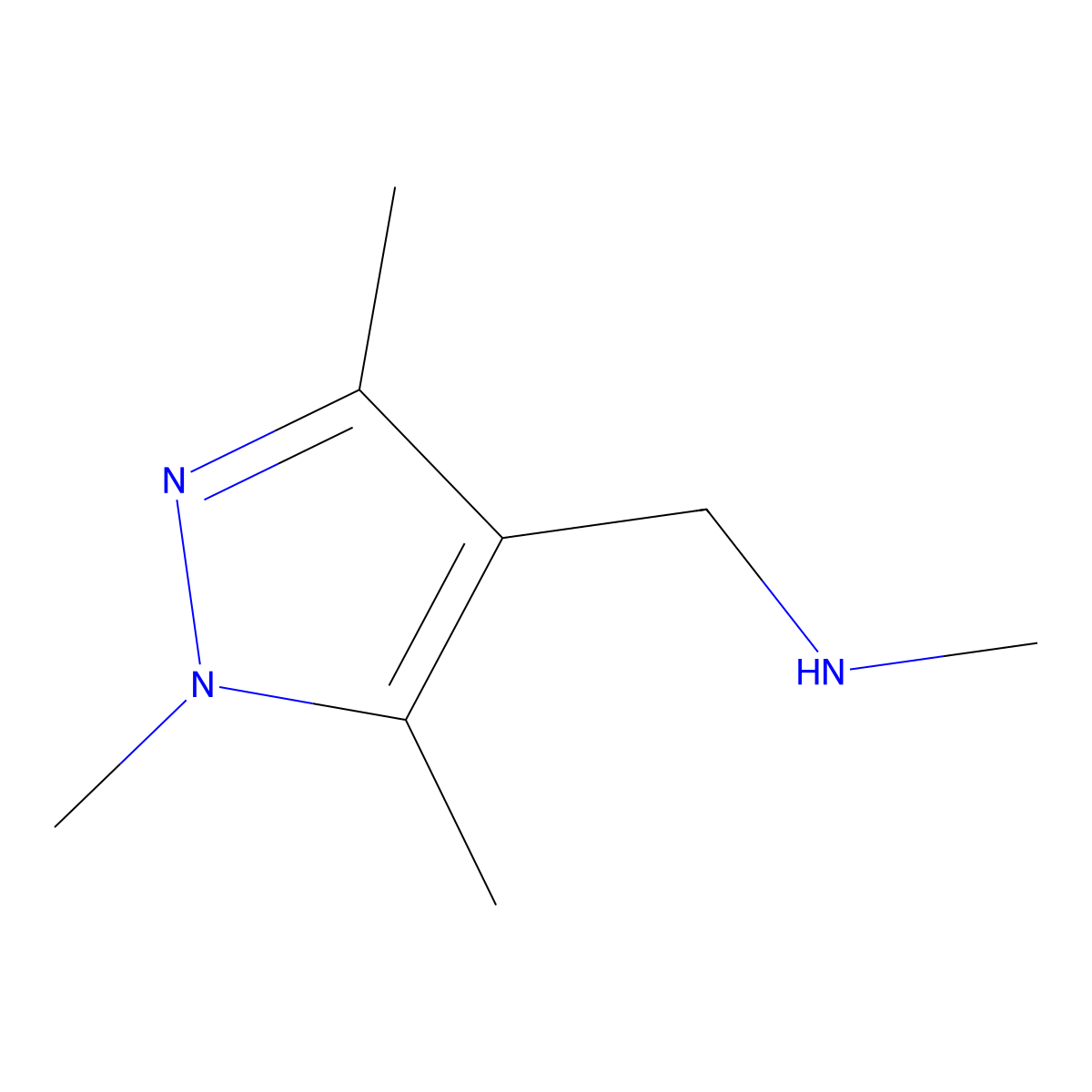 N-methyl-1-(1,3,5-trimethyl-1H-pyrazol-4-yl)methanamine molecular structure, CAS 514816-08-1