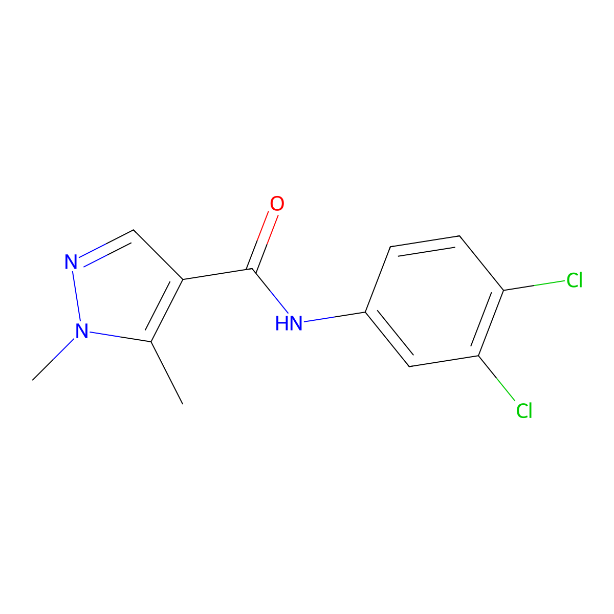 N-(3,4-dichlorophenyl)-1,5-dimethyl-1H-pyrazole-4-carboxamide molecular structure, CAS 514816-11-6