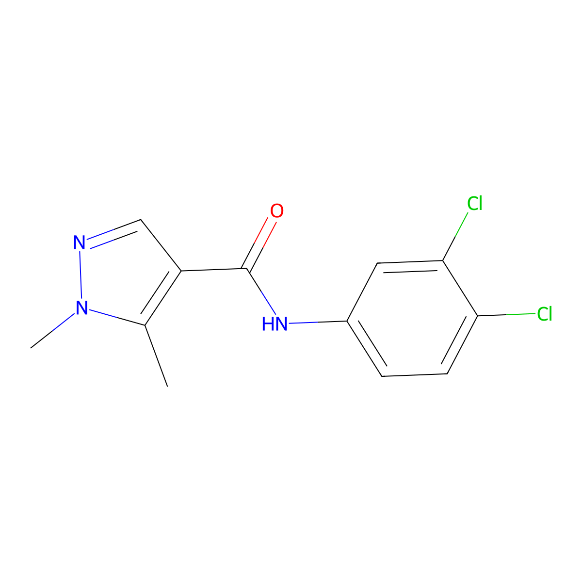 N-(3,4-dichlorophenyl)-1,5-dimethyl-1H-pyrazole-4-carboxamide molecular structure, CAS 514816-11-6