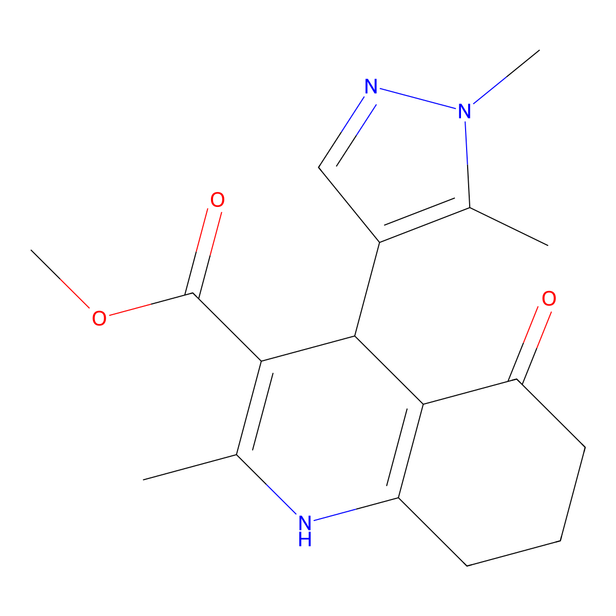 Methyl 4-(1,5-dimethylpyrazol-4-yl)-2-methyl-5-oxo-4,6,7,8-tetrahydro-1H-quinoline-3-carboxylate molecular structure, CAS 514816-23-0
