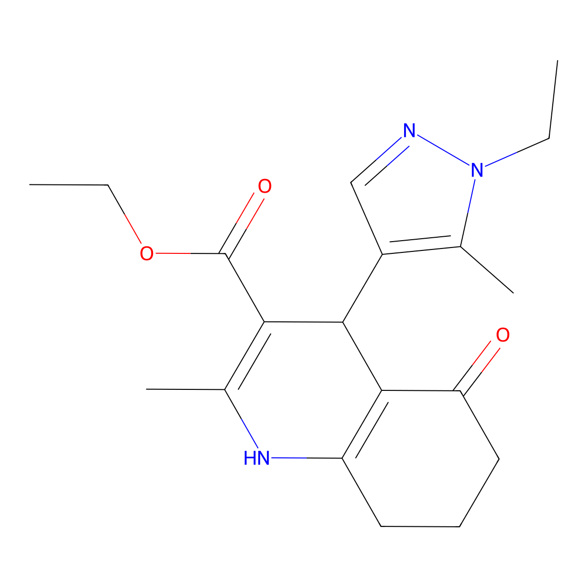 Ethyl 4-(1-ethyl-5-methyl-1H-pyrazol-4-yl)-1,4,5,6,7,8-hexahydro-2-methyl-5-oxo-3-quinolinecarboxylate molecular structure, CAS 514816-43-4