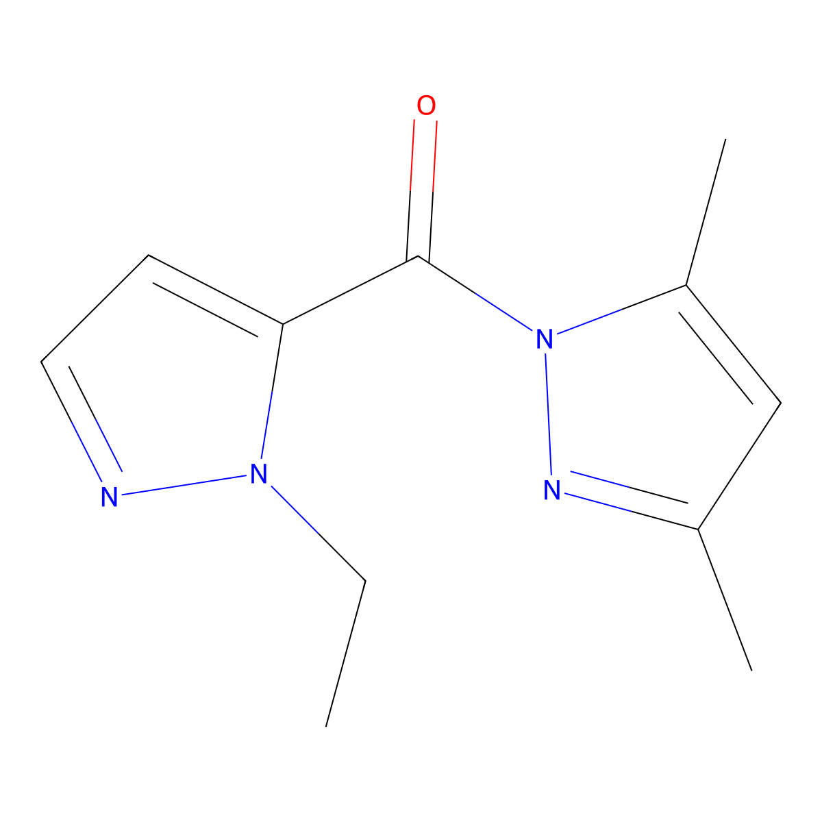 (3,5-Dimethyl-1H-pyrazol-1-yl)(1-ethyl-1H-pyrazol-5-yl)methanone molecular structure, CAS 514816-50-3
