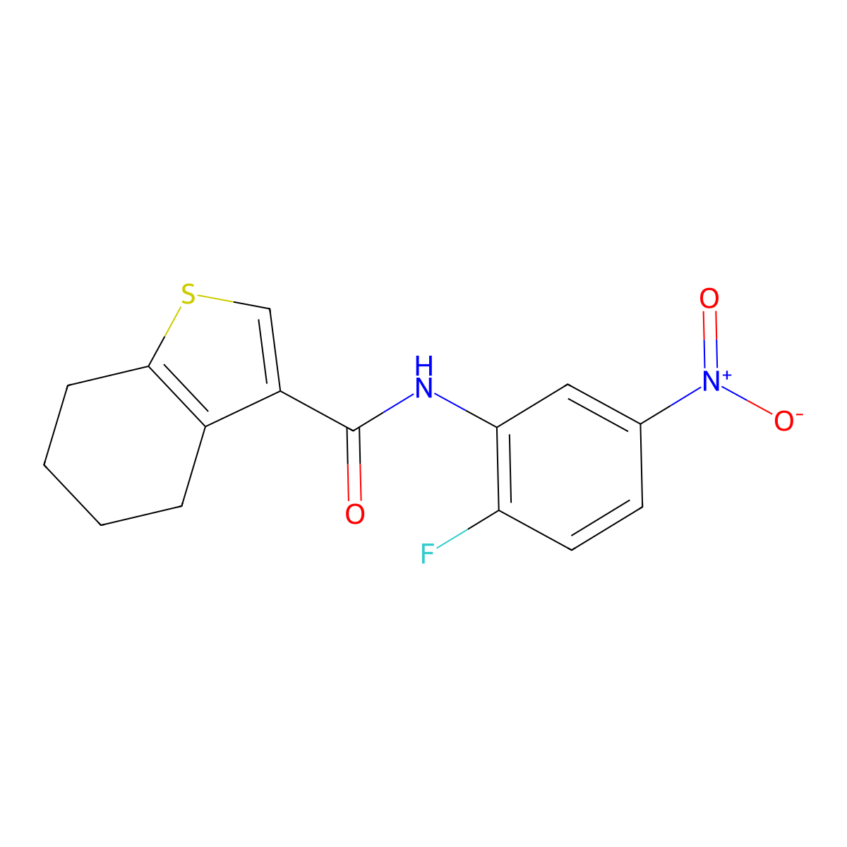 N-(2-fluoro-5-nitrophenyl)-4,5,6,7-tetrahydro-1-benzothiophene-3-carboxamide molecular structure, CAS 514816-56-9
