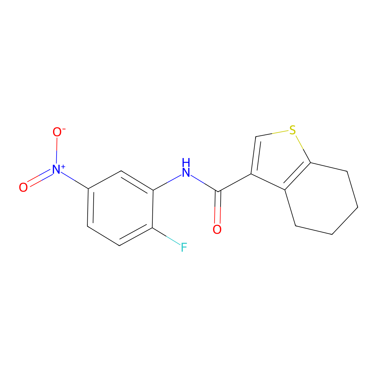 N-(2-fluoro-5-nitrophenyl)-4,5,6,7-tetrahydro-1-benzothiophene-3-carboxamide molecular structure, CAS 514816-56-9