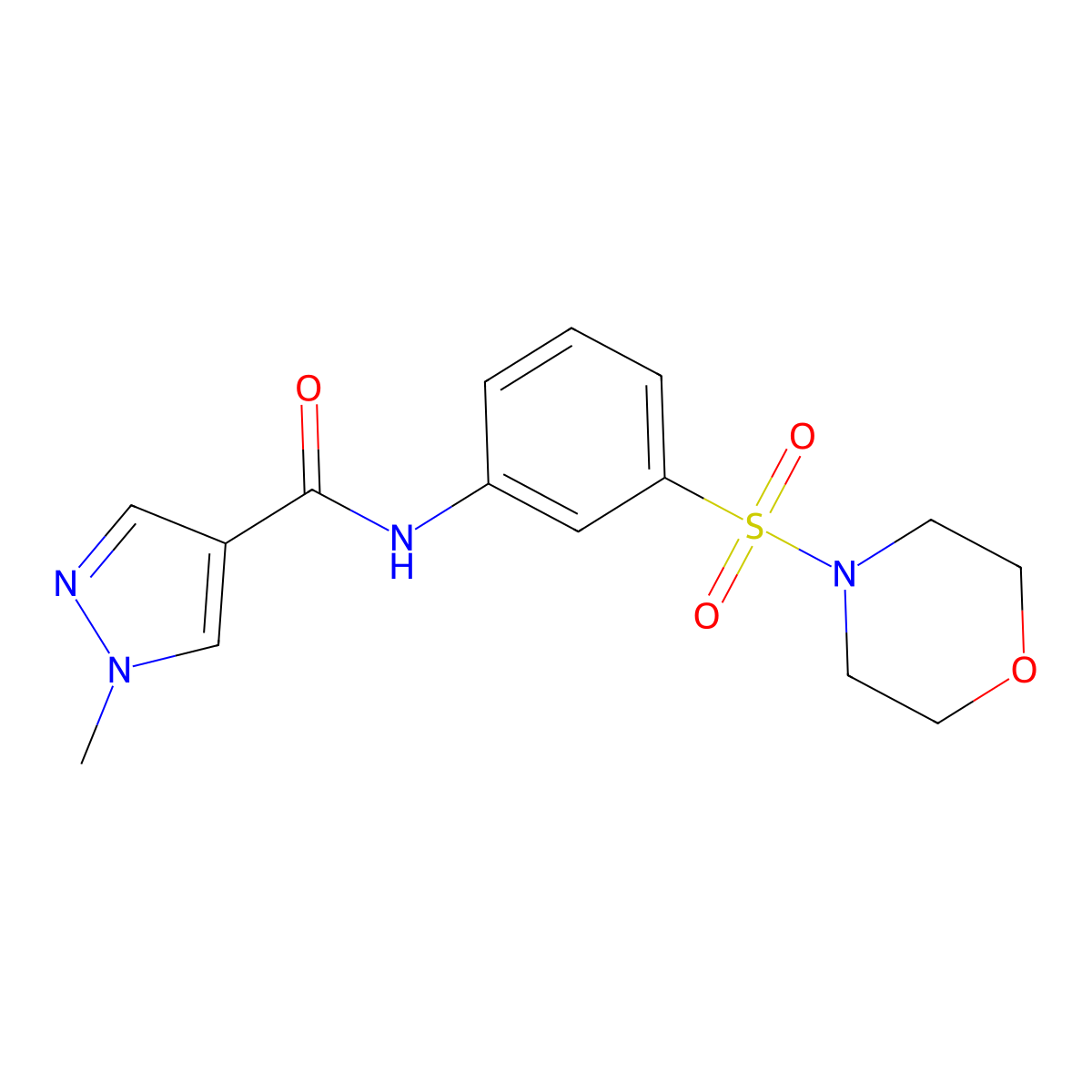1-methyl-N-(3-morpholin-4-ylsulfonylphenyl)pyrazole-4-carboxamide molecular structure, CAS 514816-63-8