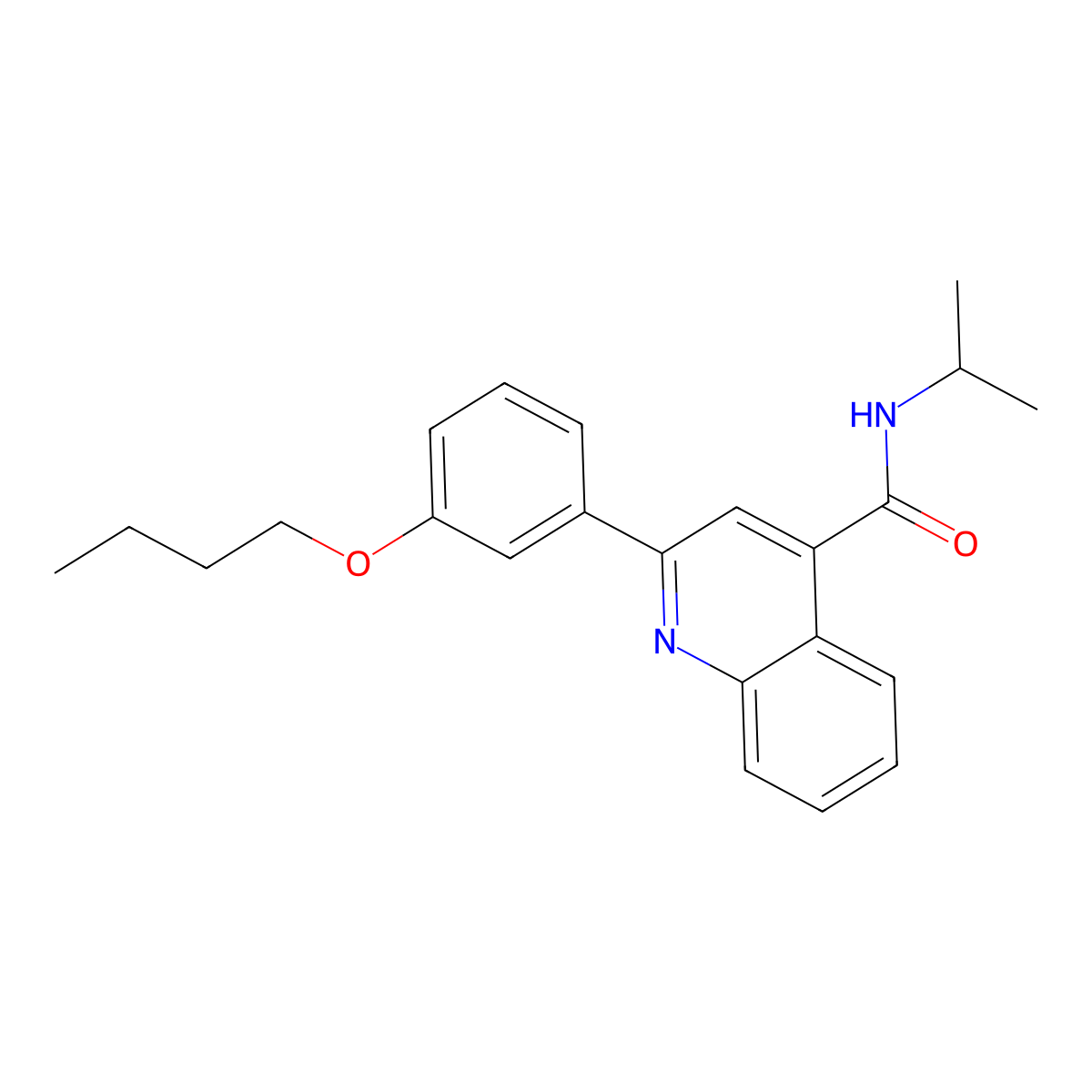 2-(3-butoxyphenyl)-N-propan-2-ylquinoline-4-carboxamide molecular structure, CAS 514816-65-0