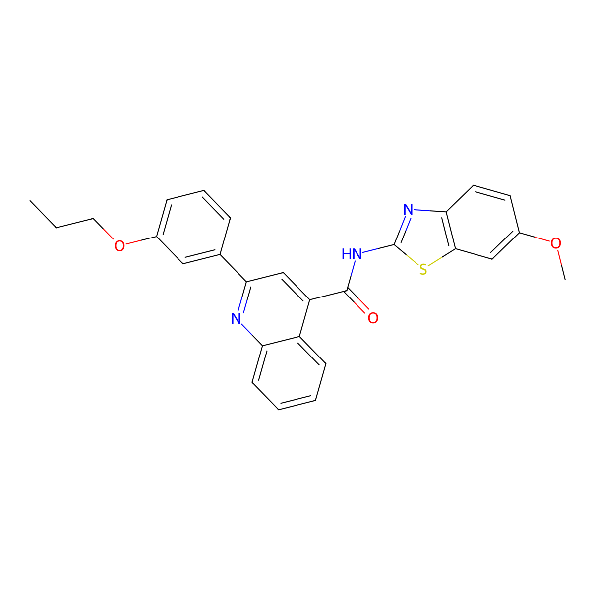 N-(6-methoxy-1,3-benzothiazol-2-yl)-2-(3-propoxyphenyl)quinoline-4-carboxamide molecular structure, CAS 514816-68-3