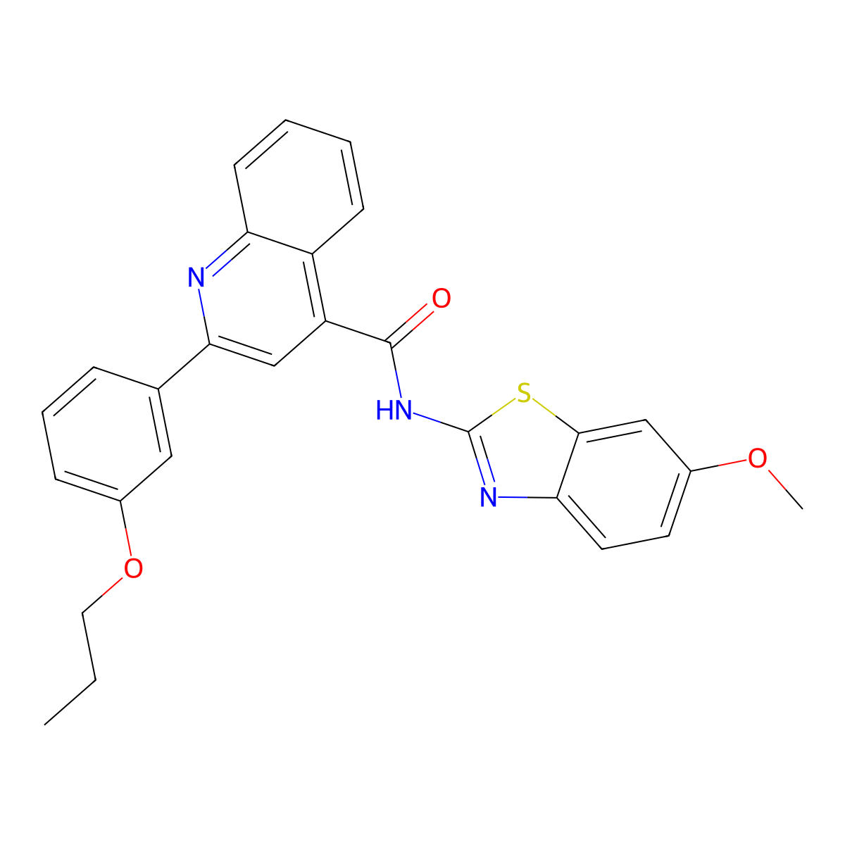 N-(6-methoxy-1,3-benzothiazol-2-yl)-2-(3-propoxyphenyl)quinoline-4-carboxamide molecular structure, CAS 514816-68-3