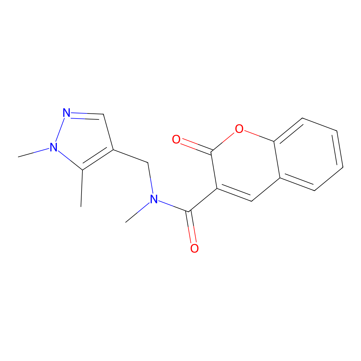 N-[(1,5-dimethylpyrazol-4-yl)methyl]-N-methyl-2-oxochromene-3-carboxamide molecular structure, CAS 514816-75-2