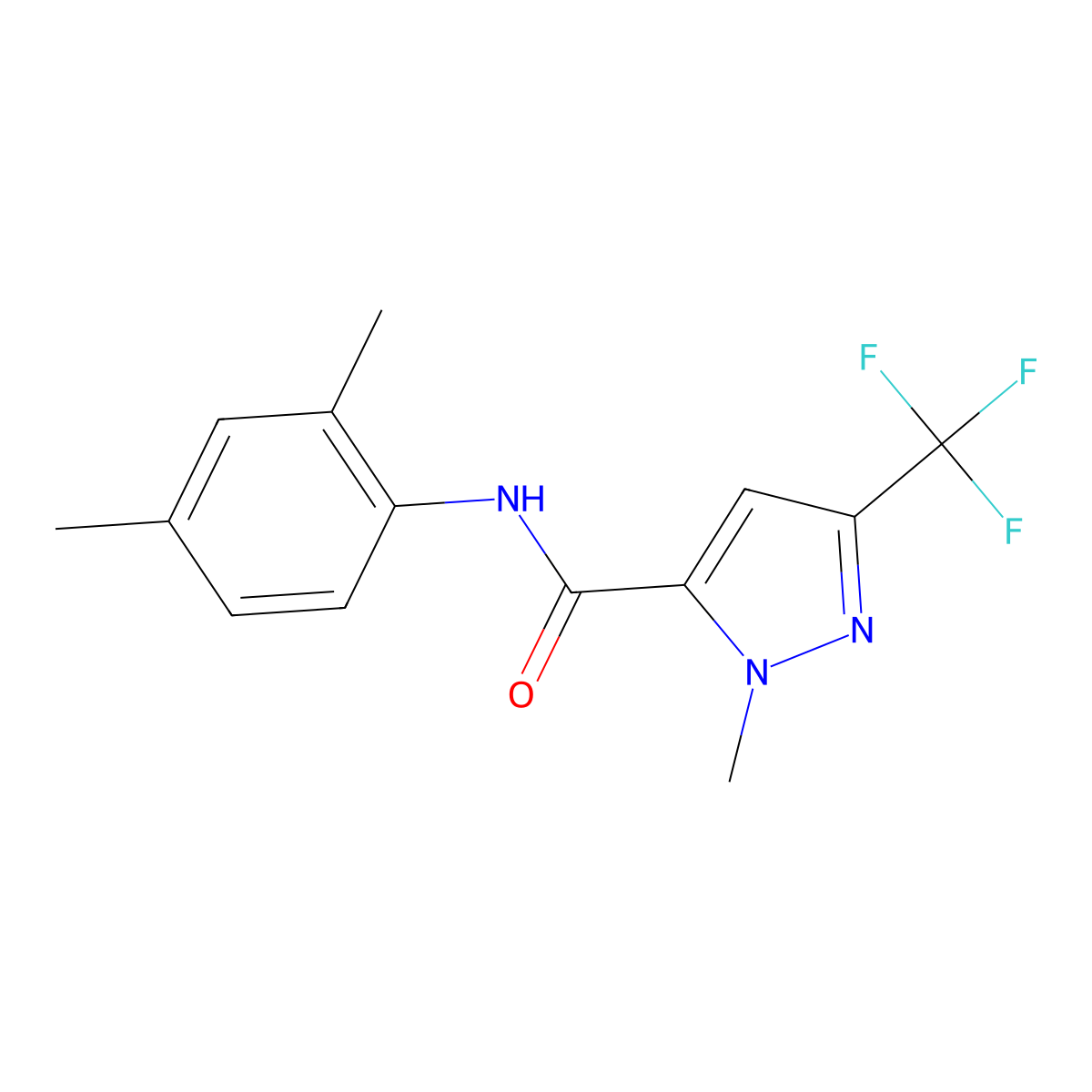 N-(2,4-dimethylphenyl)-2-methyl-5-(trifluoromethyl)pyrazole-3-carboxamide molecular structure, CAS 514816-77-4