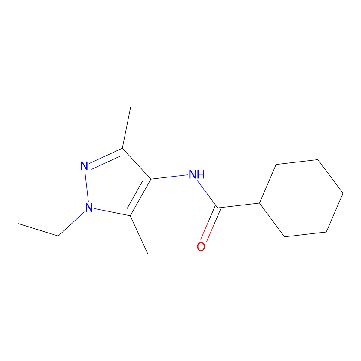 Cyclohexanecarboxamide, N-(1-ethyl-3,5-dimethyl-1H-pyrazol-4-yl)-(9CI) molecular structure, CAS 514816-78-5