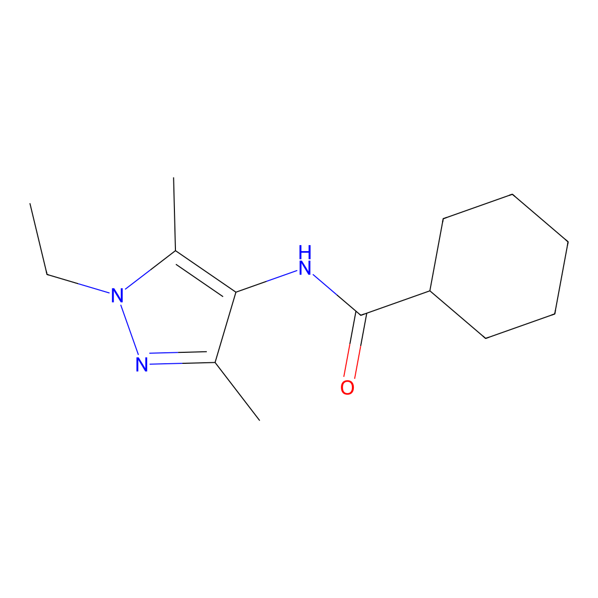 Cyclohexanecarboxamide, N-(1-ethyl-3,5-dimethyl-1H-pyrazol-4-yl)-(9CI) molecular structure, CAS 514816-78-5
