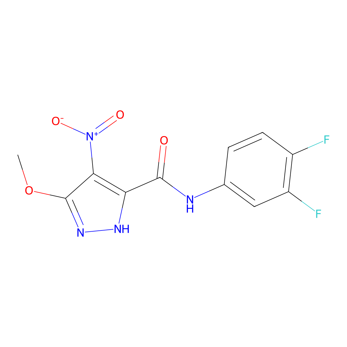 N-(3,4-difluorophenyl)-3-methoxy-4-nitro-1H-pyrazole-5-carboxamide molecular structure, CAS 514816-80-9