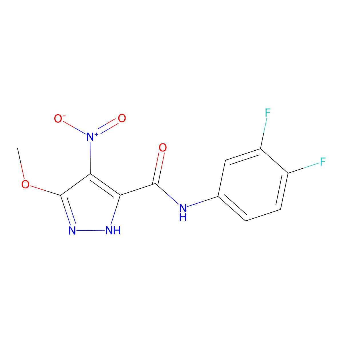 N-(3,4-difluorophenyl)-3-methoxy-4-nitro-1H-pyrazole-5-carboxamide molecular structure, CAS 514816-80-9