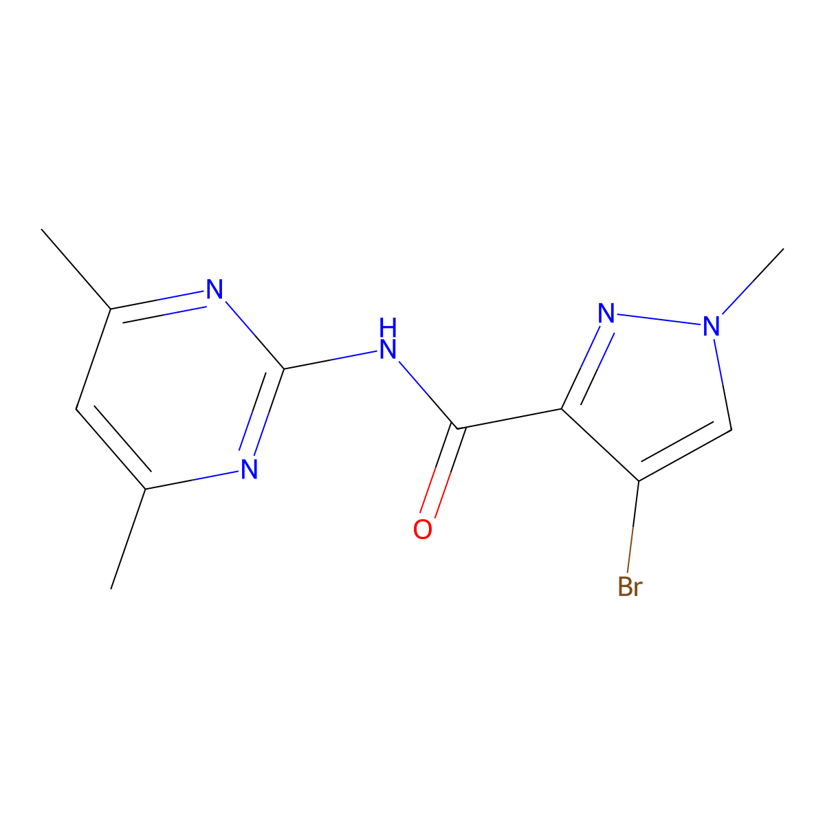 4-bromo-N-(4,6-dimethylpyrimidin-2-yl)-1-methylpyrazole-3-carboxamide molecular structure, CAS 514816-87-6
