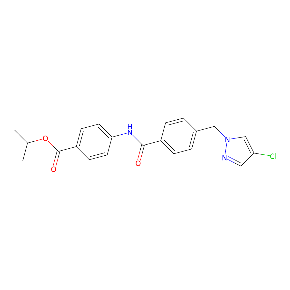 isopropyl 4-({4-[(4-chloro-1H-pyrazol-1-yl)methyl]benzoyl}amino)benzoate molecular structure, CAS 514817-08-4
