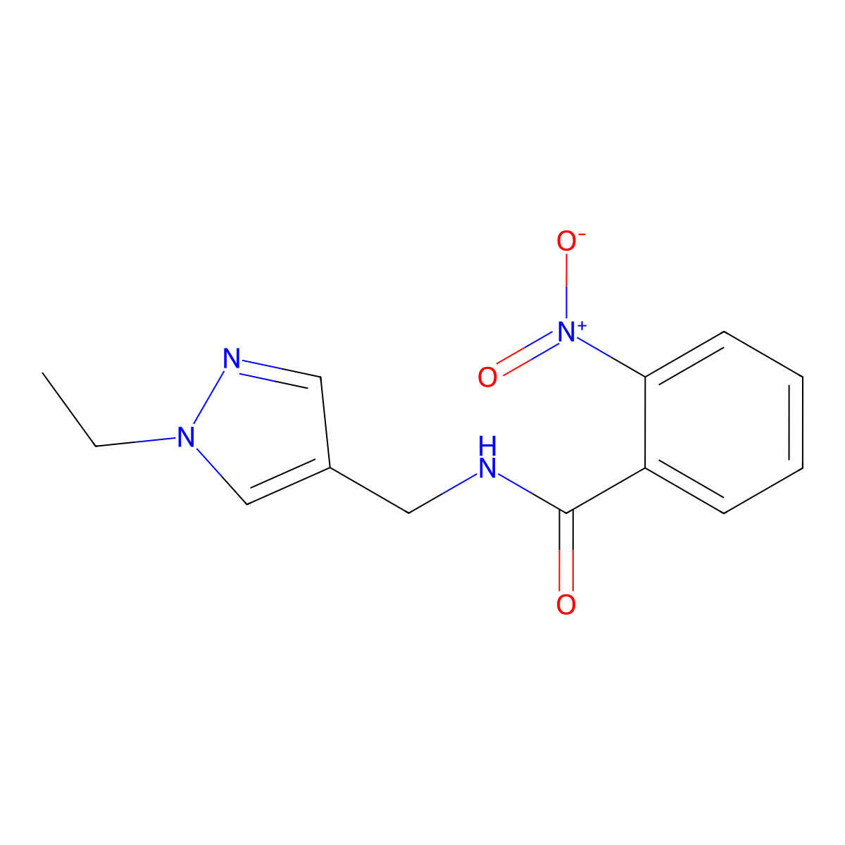 N-[(1-ethylpyrazol-4-yl)methyl]-2-nitrobenzamide molecular structure, CAS 514817-18-6