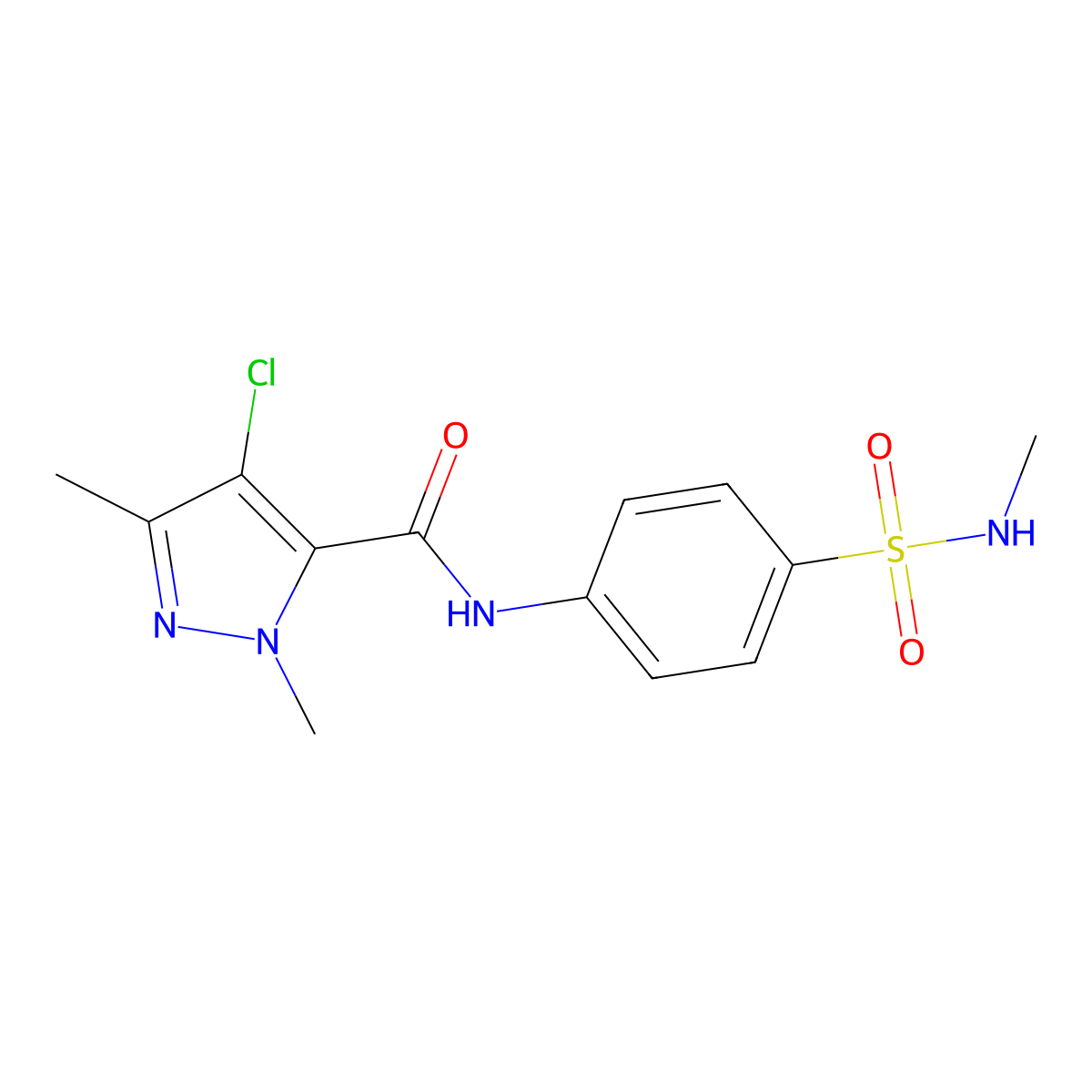 4-chloro-2,5-dimethyl-N-[4-(methylsulfamoyl)phenyl]pyrazole-3-carboxamide molecular structure, CAS 514817-22-2