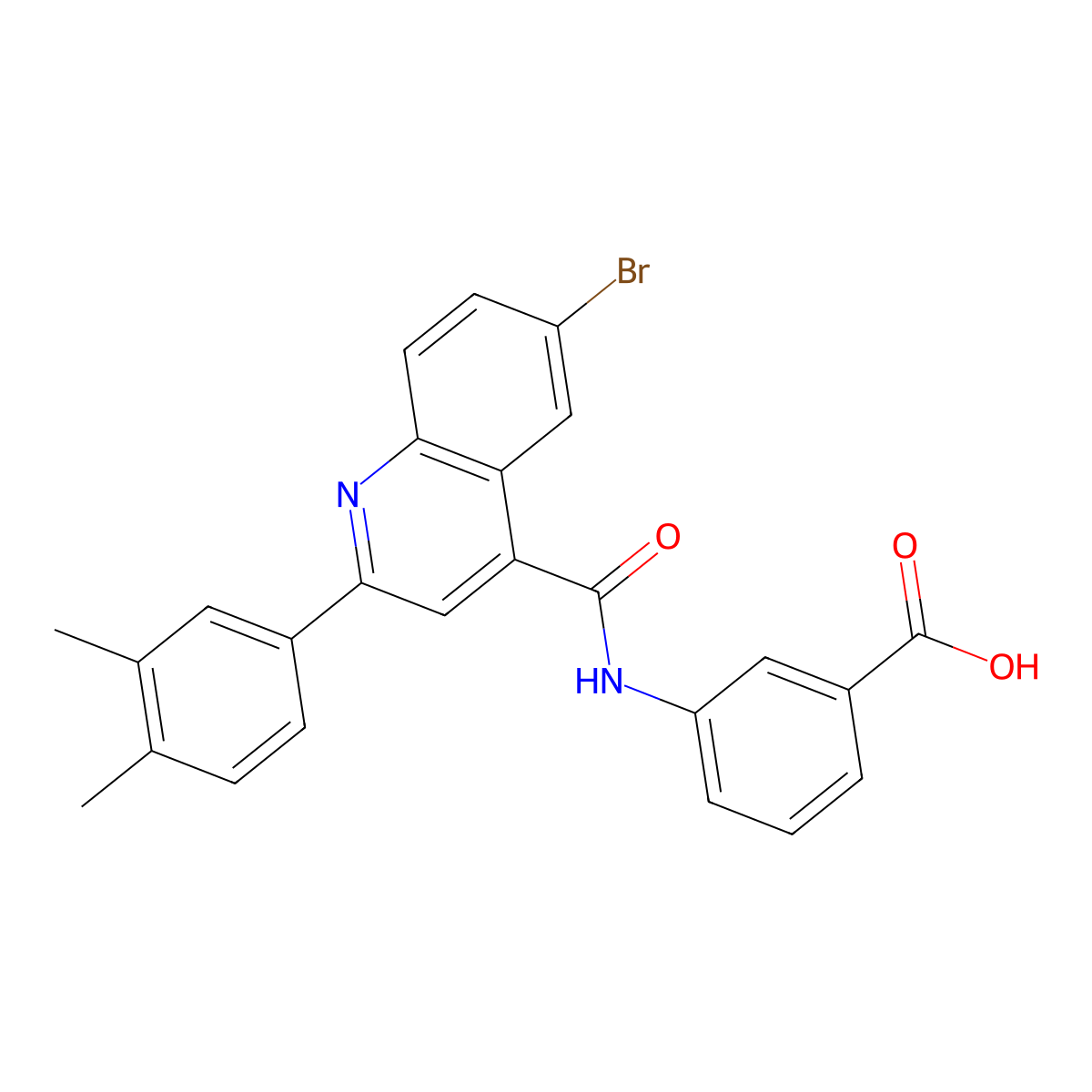 3-[[6-Bromo-2-(3,4-dimethylphenyl)quinoline-4-carbonyl]amino]benzoic acid molecular structure, CAS 514817-27-7