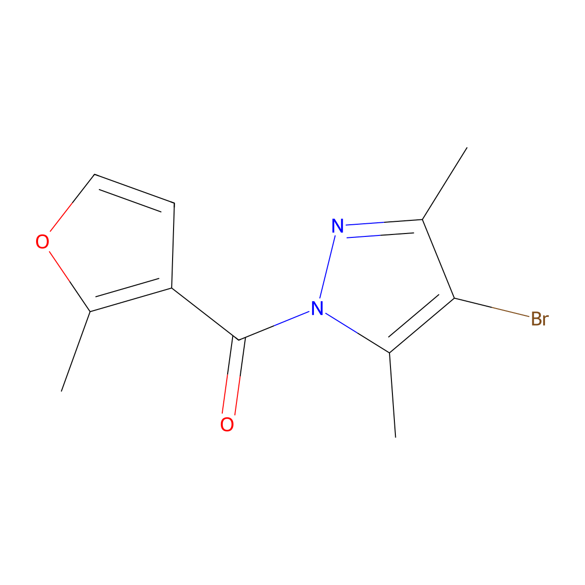 4-bromo-3,5-dimethyl-1-(2-methyl-3-furoyl)-1H-pyrazole molecular structure, CAS 514817-30-2