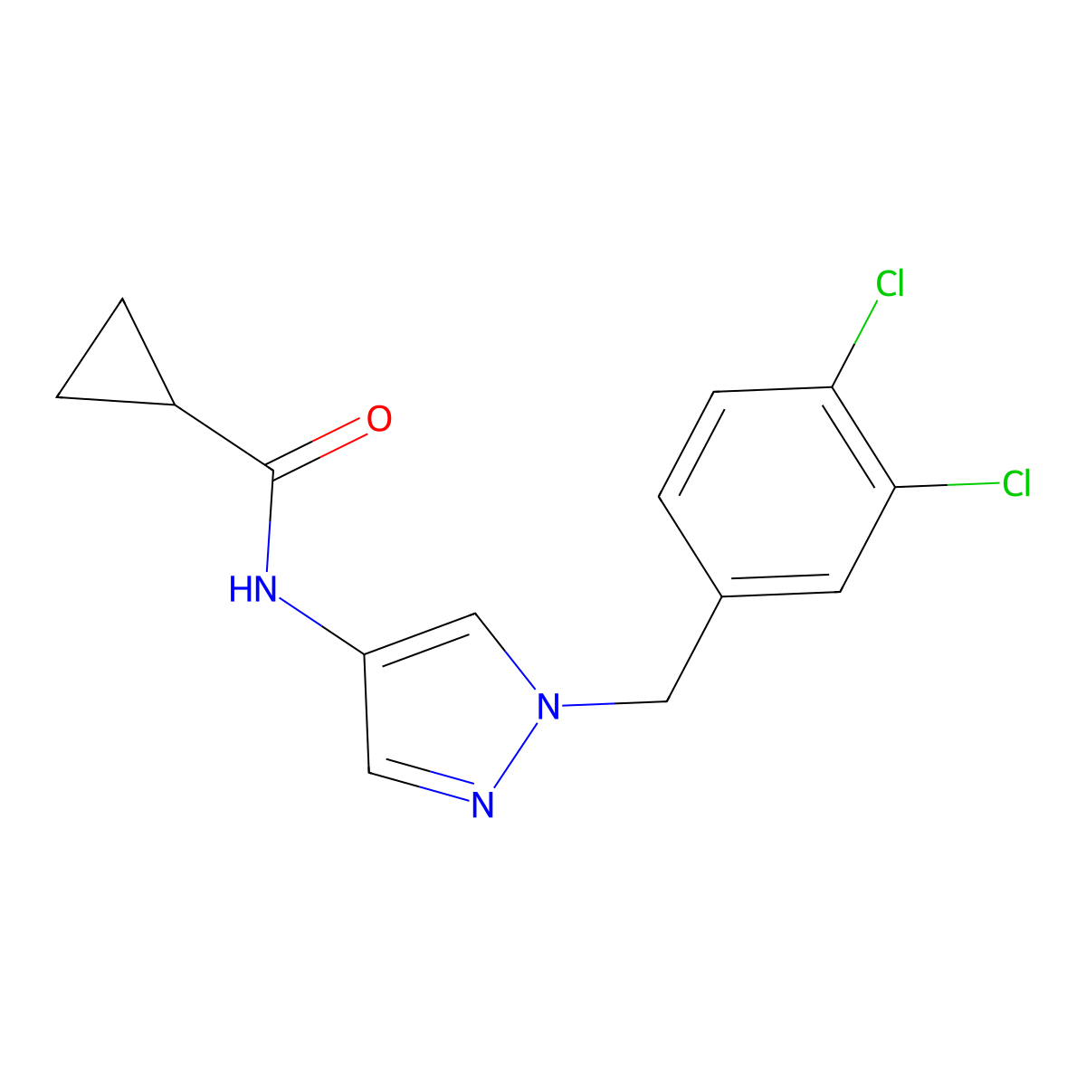 N-[1-[(3,4-dichlorophenyl)methyl]pyrazol-4-yl]cyclopropanecarboxamide molecular structure, CAS 514817-33-5