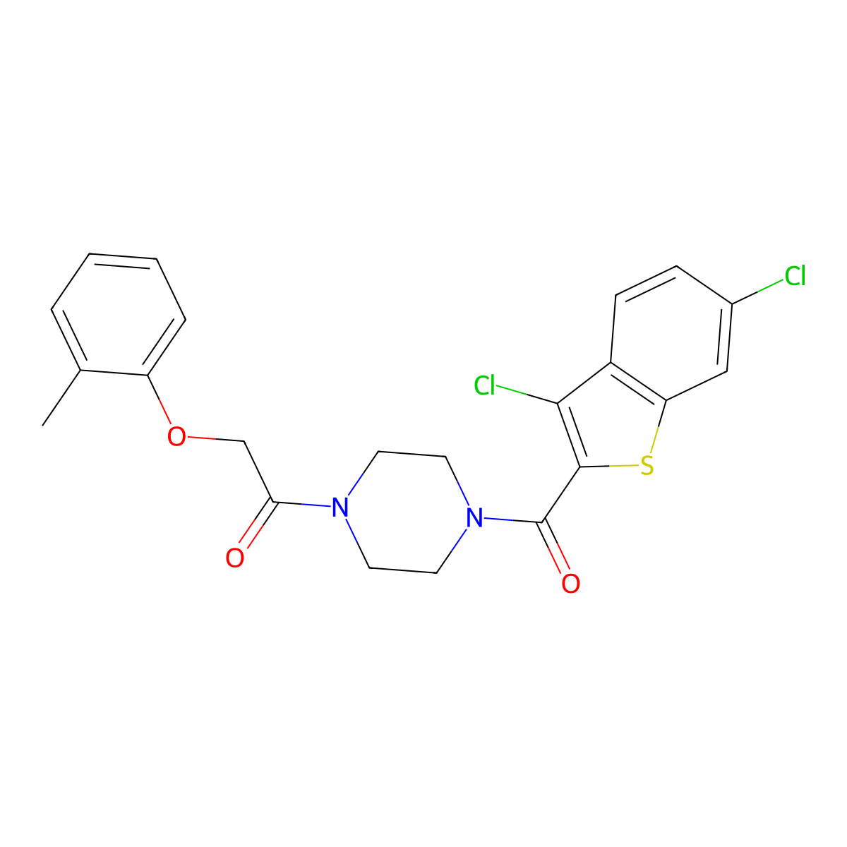 1-[4-(3,6-Dichloro-1-benzothiophene-2-carbonyl)piperazin-1-yl]-2-(2-methylphenoxy)ethanone molecular structure, CAS 514817-39-1