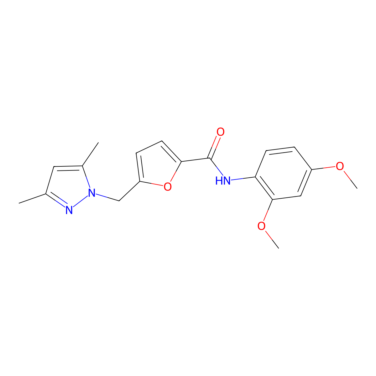 N-(2,4-dimethoxyphenyl)-5-[(3,5-dimethylpyrazol-1-yl)methyl]furan-2-carboxamide molecular structure, CAS 514817-46-0