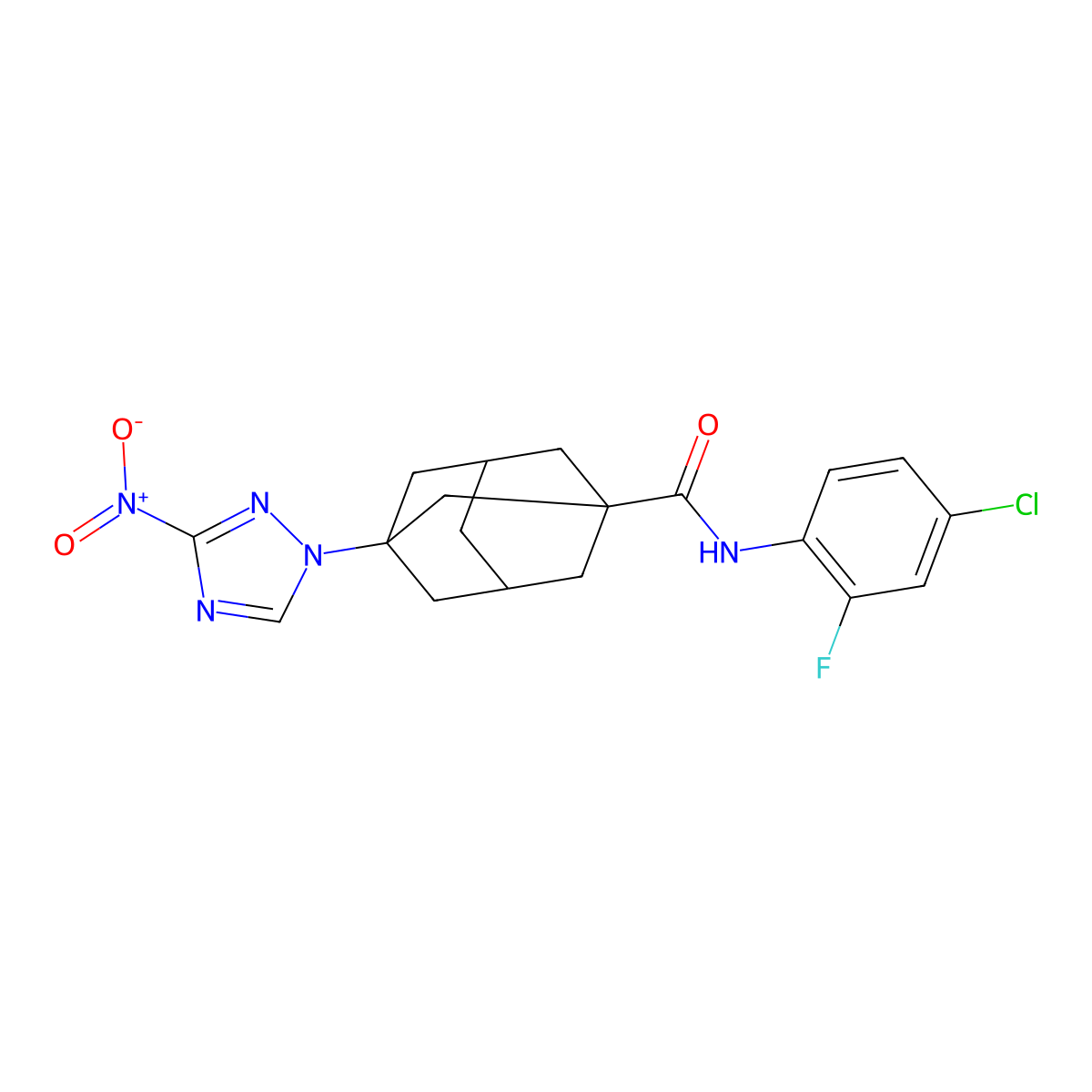 N-(4-chloro-2-fluorophenyl)-3-(3-nitro-1,2,4-triazol-1-yl)adamantane-1-carboxamide molecular structure, CAS 514817-47-1