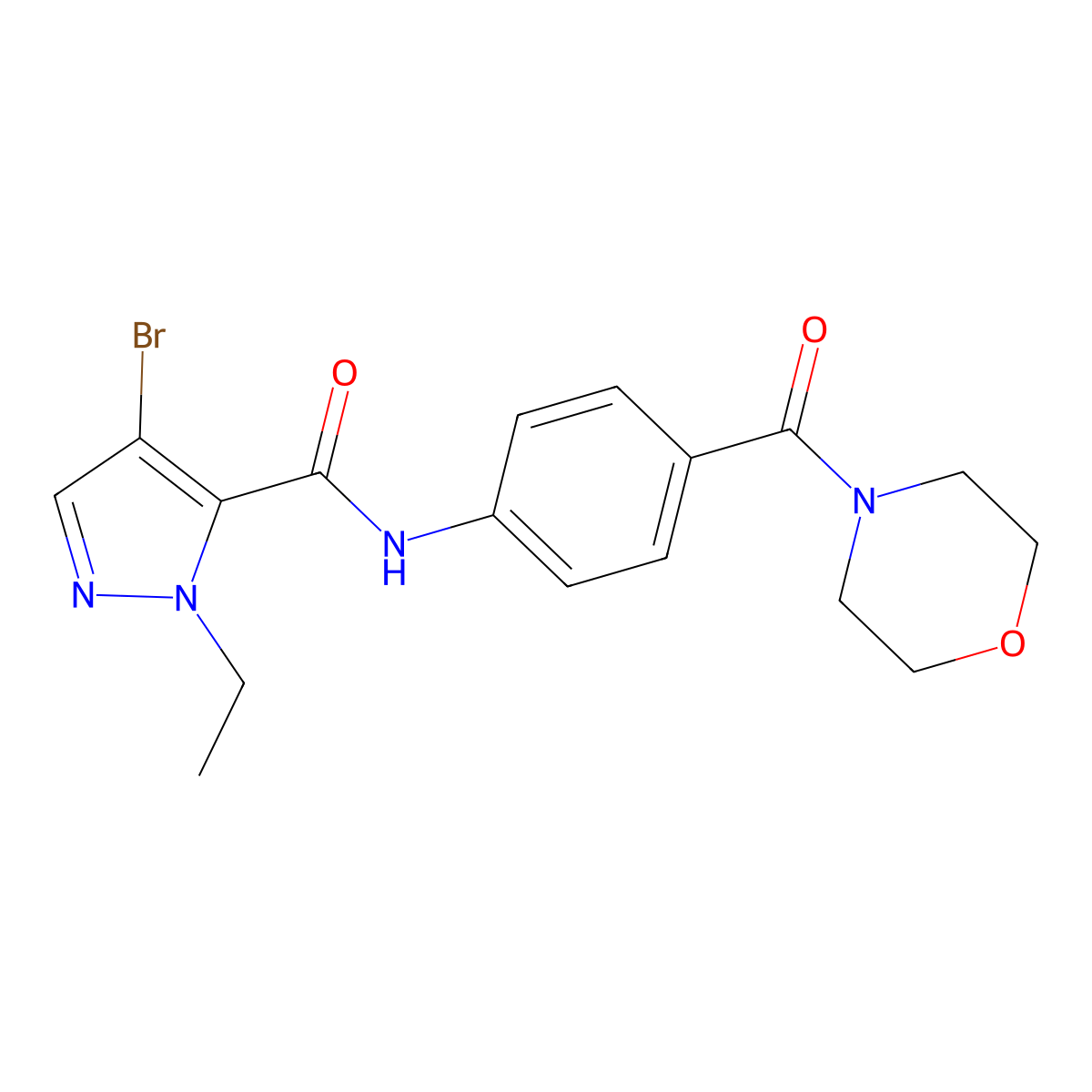 4-bromo-2-ethyl-N-[4-(morpholine-4-carbonyl)phenyl]pyrazole-3-carboxamide molecular structure, CAS 514817-52-8