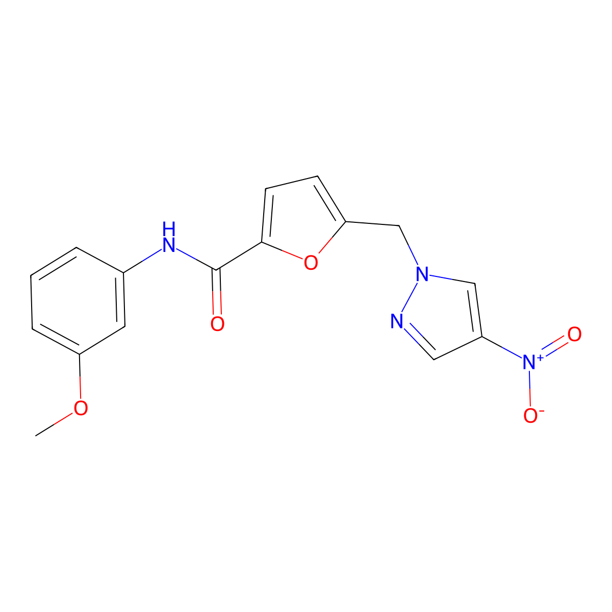 N-(3-methoxyphenyl)-5-[(4-nitropyrazol-1-yl)methyl]furan-2-carboxamide molecular structure, CAS 514817-57-3