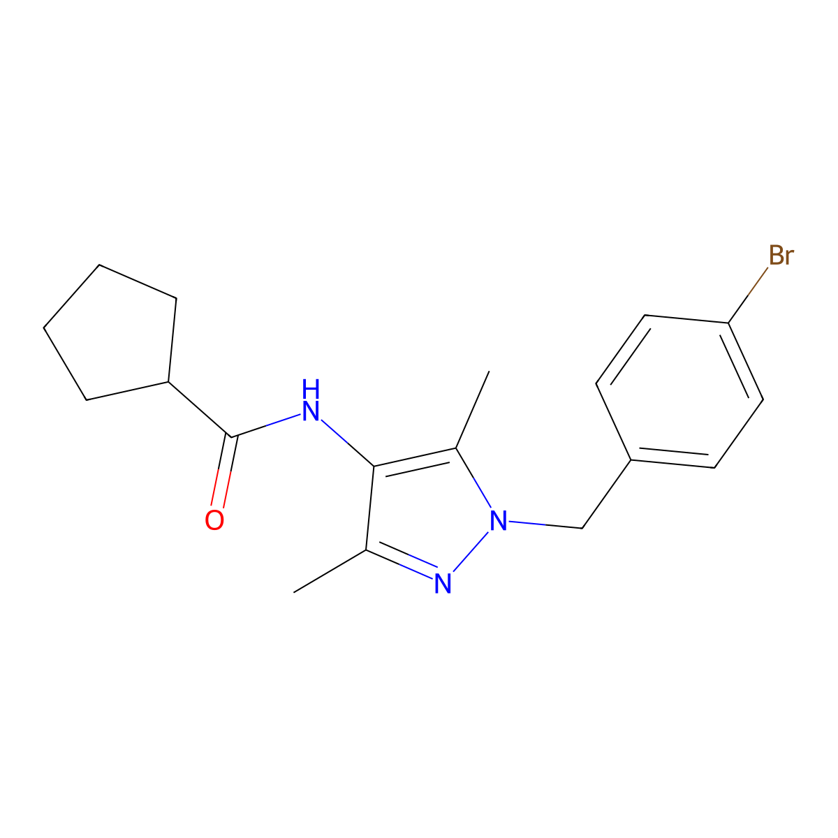 N-[1-[(4-bromophenyl)methyl]-3,5-dimethylpyrazol-4-yl]cyclopentanecarboxamide molecular structure, CAS 514817-61-9