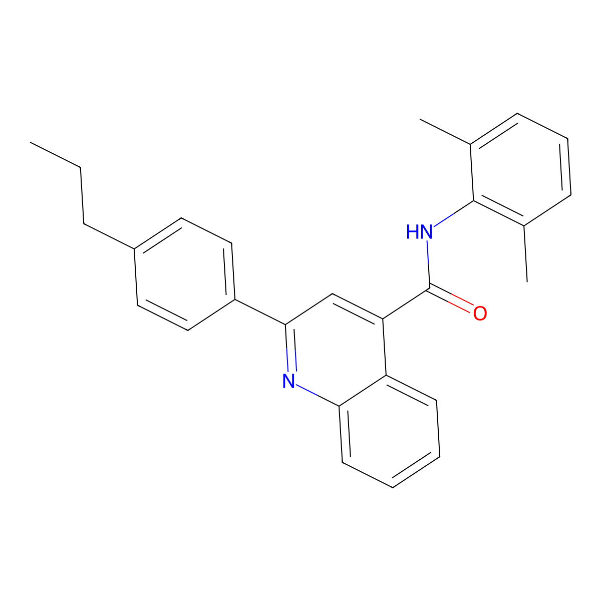 N-(2,6-dimethylphenyl)-2-(4-propylphenyl)quinoline-4-carboxamide molecular structure, CAS 514817-64-2
