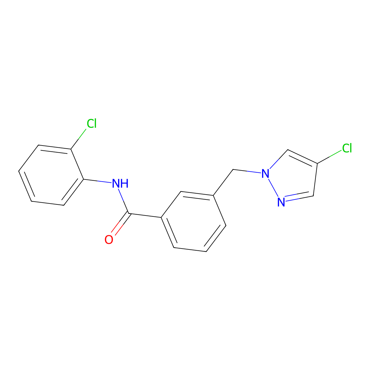 N-(2-chlorophenyl)-3-[(4-chloropyrazol-1-yl)methyl]benzamide molecular structure, CAS 514817-69-7