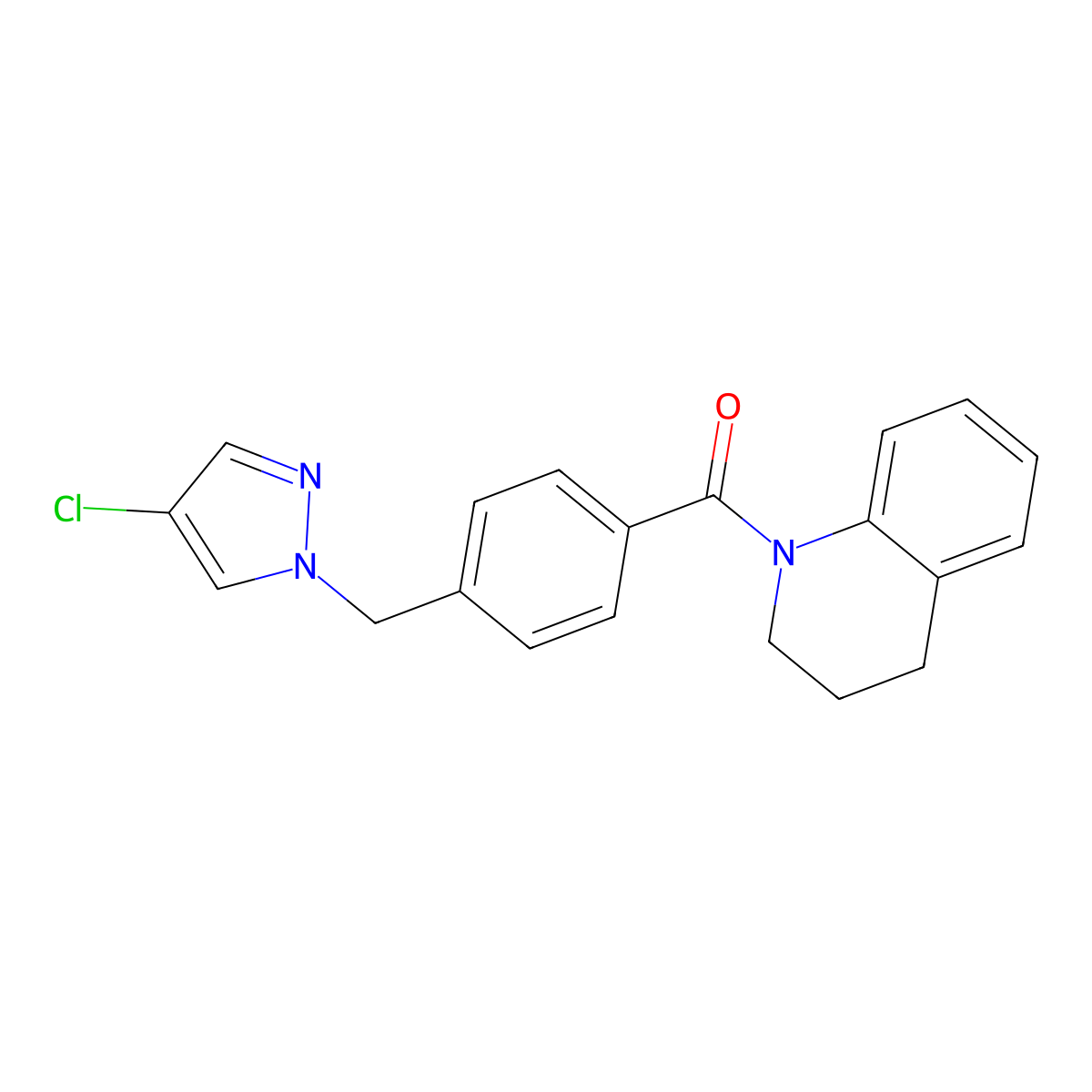 [4-[(4-chloropyrazol-1-yl)methyl]phenyl]-(3,4-dihydro-2H-quinolin-1-yl)methanone molecular structure, CAS 514817-82-4