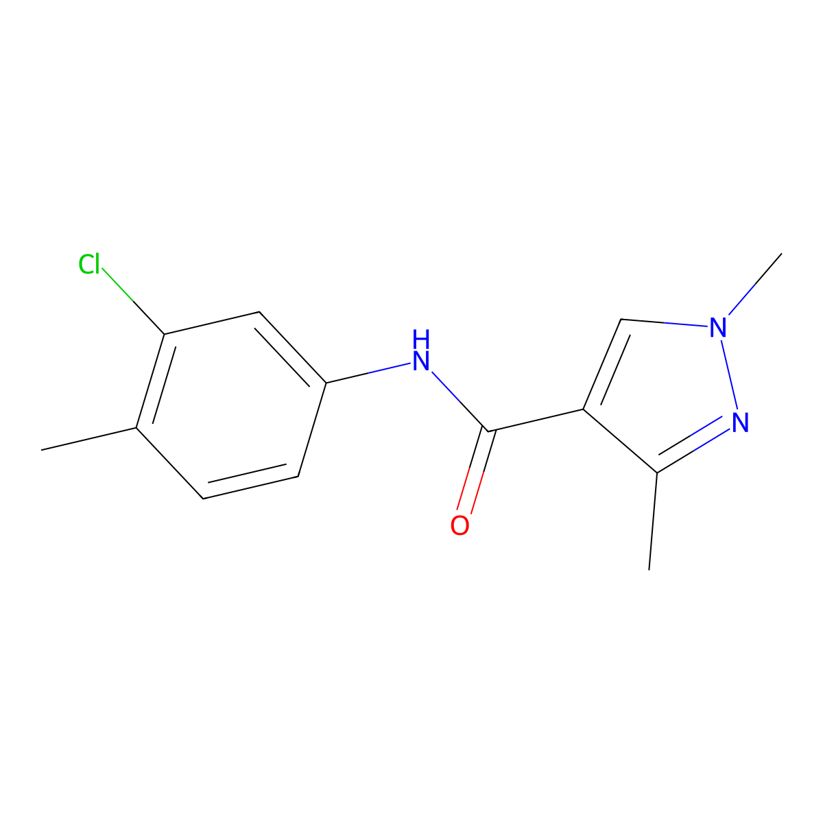 N-(3-chloro-4-methylphenyl)-1,3-dimethyl-1H-pyrazole-4-carboxamide molecular structure, CAS 514817-94-8