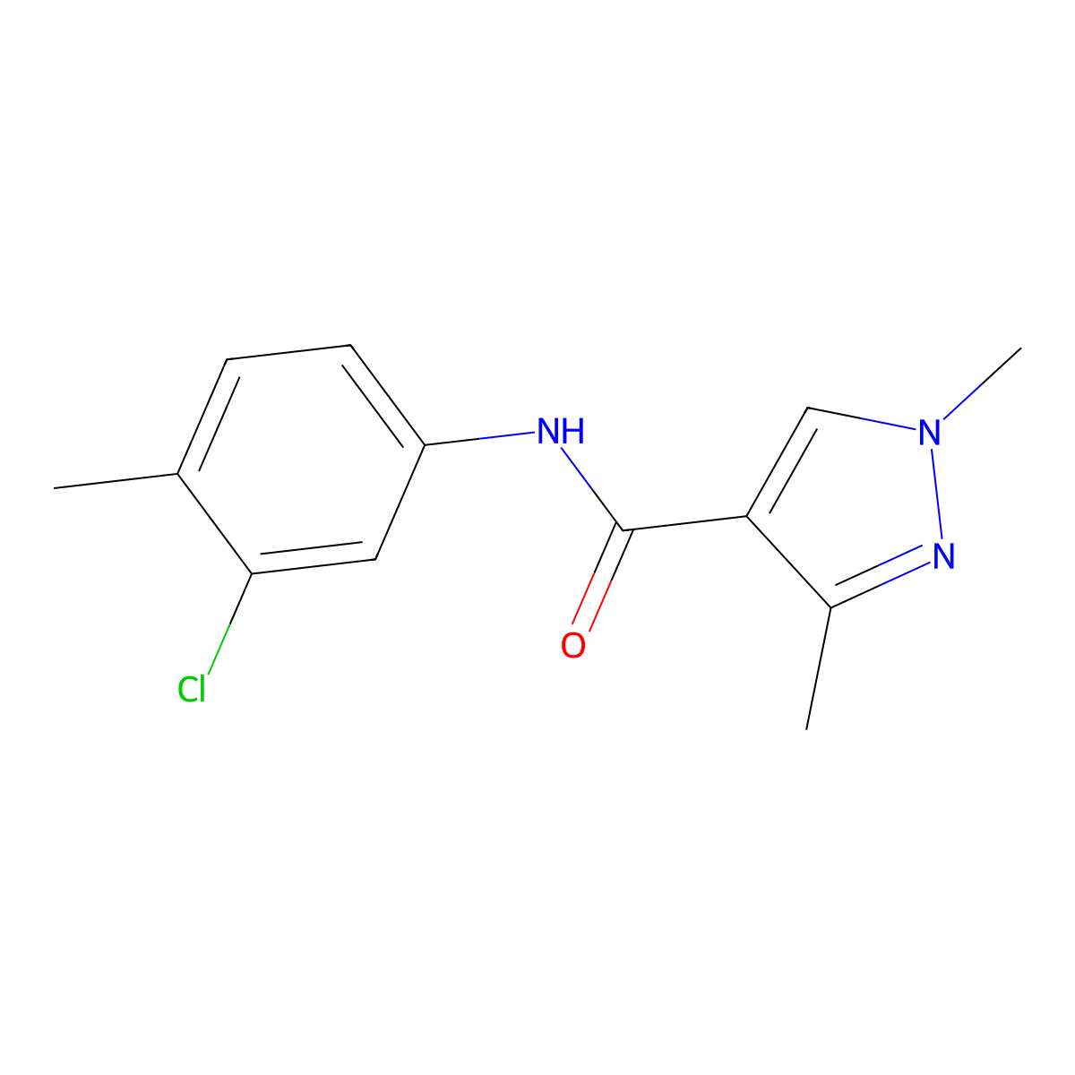 N-(3-chloro-4-methylphenyl)-1,3-dimethyl-1H-pyrazole-4-carboxamide molecular structure, CAS 514817-94-8