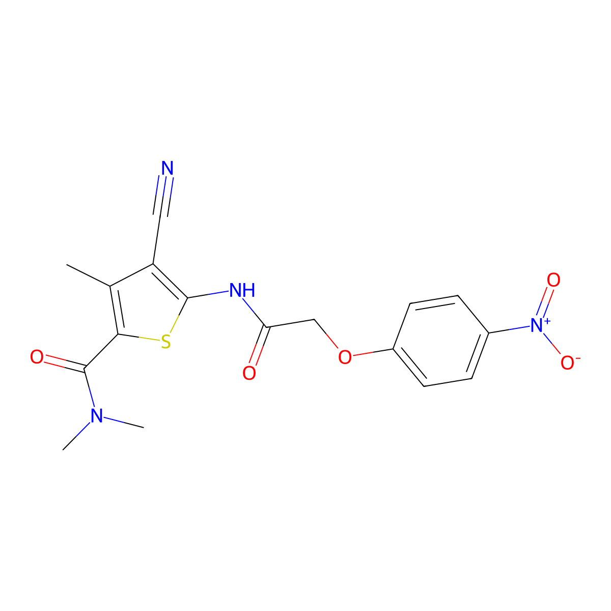 4-cyano-N,N,3-trimethyl-5-[[2-(4-nitrophenoxy)acetyl]amino]thiophene-2-carboxamide molecular structure, CAS 514818-03-2