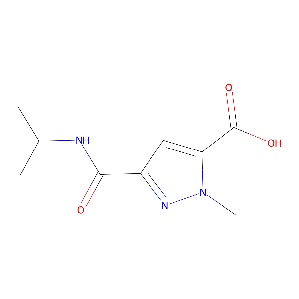 3-[(isopropylamino)carbonyl]-1-methyl-1H-pyrazole-5-carboxylic acid molecular structure, CAS 514818-13-4