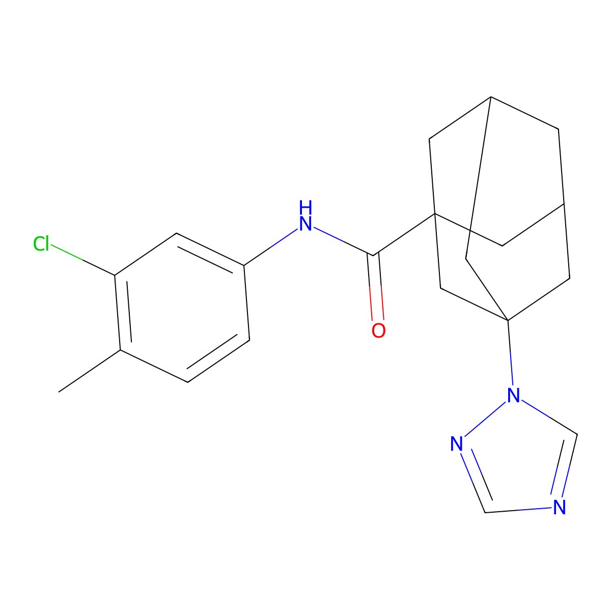 N-(3-chloro-4-methylphenyl)-3-(1,2,4-triazol-1-yl)adamantane-1-carboxamide molecular structure, CAS 514818-19-0